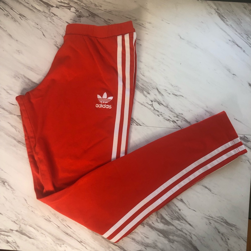 classic red adidas women’s leggings size M